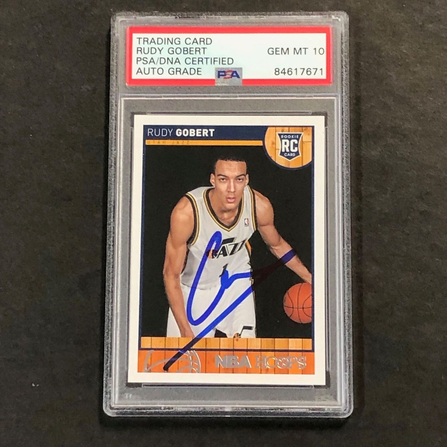 2013-14 NBA Hoops #287 Rudy Gobert Signed AUTO 10 PSA Slabbed RC Jazz