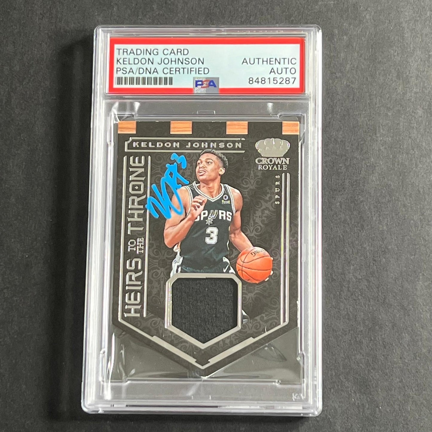 2019-20 Panini Crown Royale #HT-KJ Keldon Johnson Signed Card PSA Slabbed Spurs