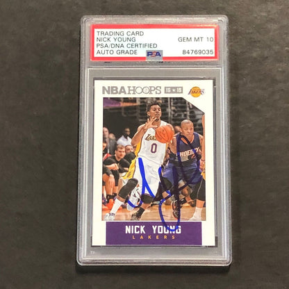 2015-16 Panini Prestige #86 Nick Young Signed Card AUTO 10 PSA Slabbed Lakers