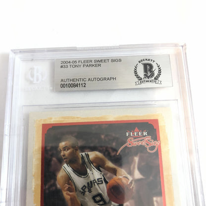 2003-04 Fleer Sweet Sigs Tony Parker Signed AUTO #33 BAS BGS Beckett Slabbed Aut