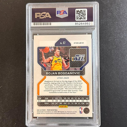 2021-22 Panini Prizm #67 Bojan Bogdanovic Signed Card AUTO PSA Slabbed Jazz