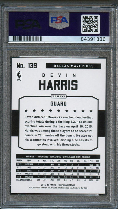 2015-16 NBA Hoops #139 Devin Harris Signed Card AUTO PSA Slabbed