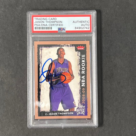2008-09 FLEER #212 Jason Thompson Signed Card AUTO 10 PSA Slabbed RC Kings
