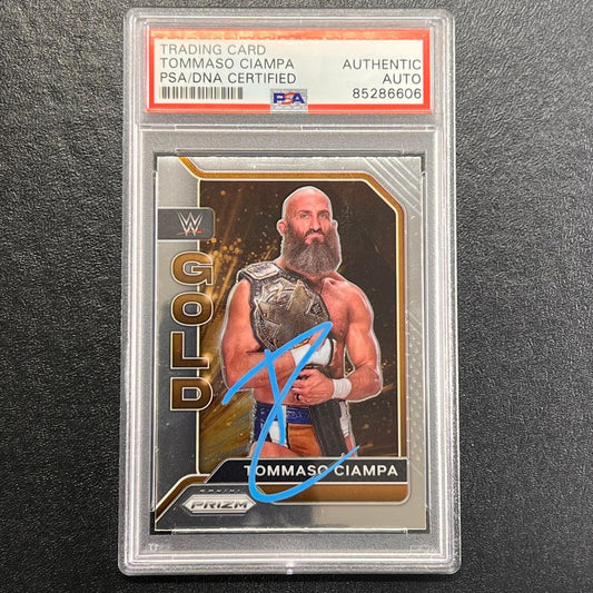 2022 Panini Prizm Gold #4 Tommaso Ciampa Signed Card PSA AUTO Slabbed WWE