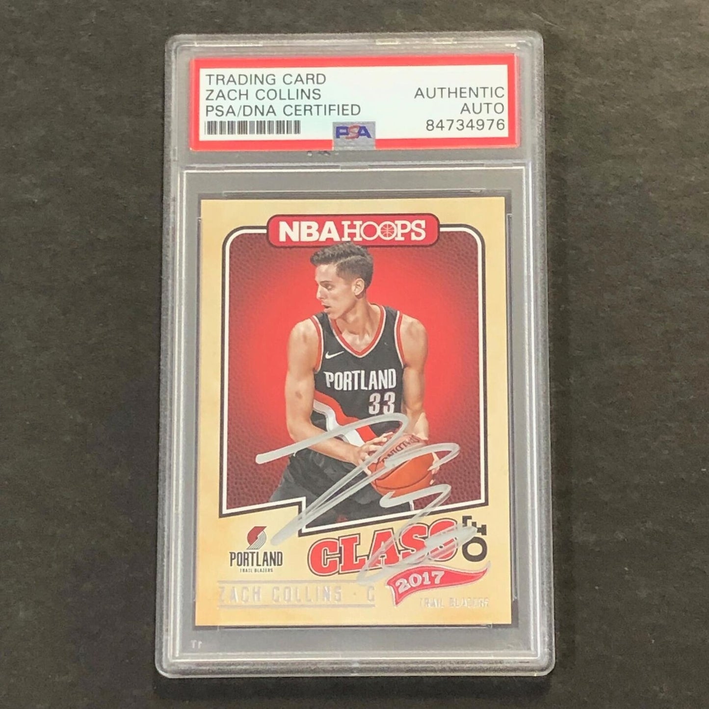 2017-18 Panini NBA Hoops #10 ZACH COLLINS Signed Card AUTO PSA Slabbed RC Blazer