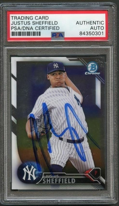 2016 Bowman Draft Chrome #BD125 Justus Sheffield Signed Card PSA Slabbed Auto Ya