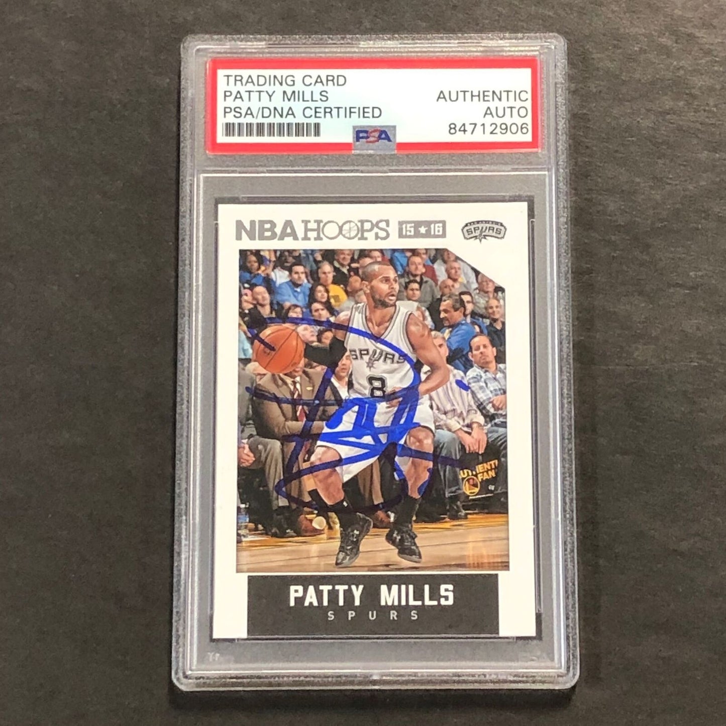 2015-16 NBA Hoops #206 Patty Mills Signed Card AUTO PSA Slabbed Spurs