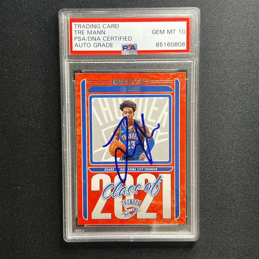 2021 Panini Hoops #22 Tre Mann Signed Card PSA AUTO 10 Slabbed OKC
