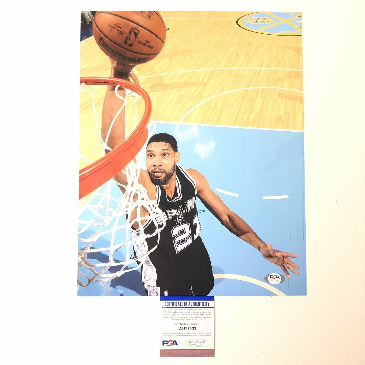 Tim Duncan signed 11x14 photo PSA/DNA San Antonio Spurs Autographed