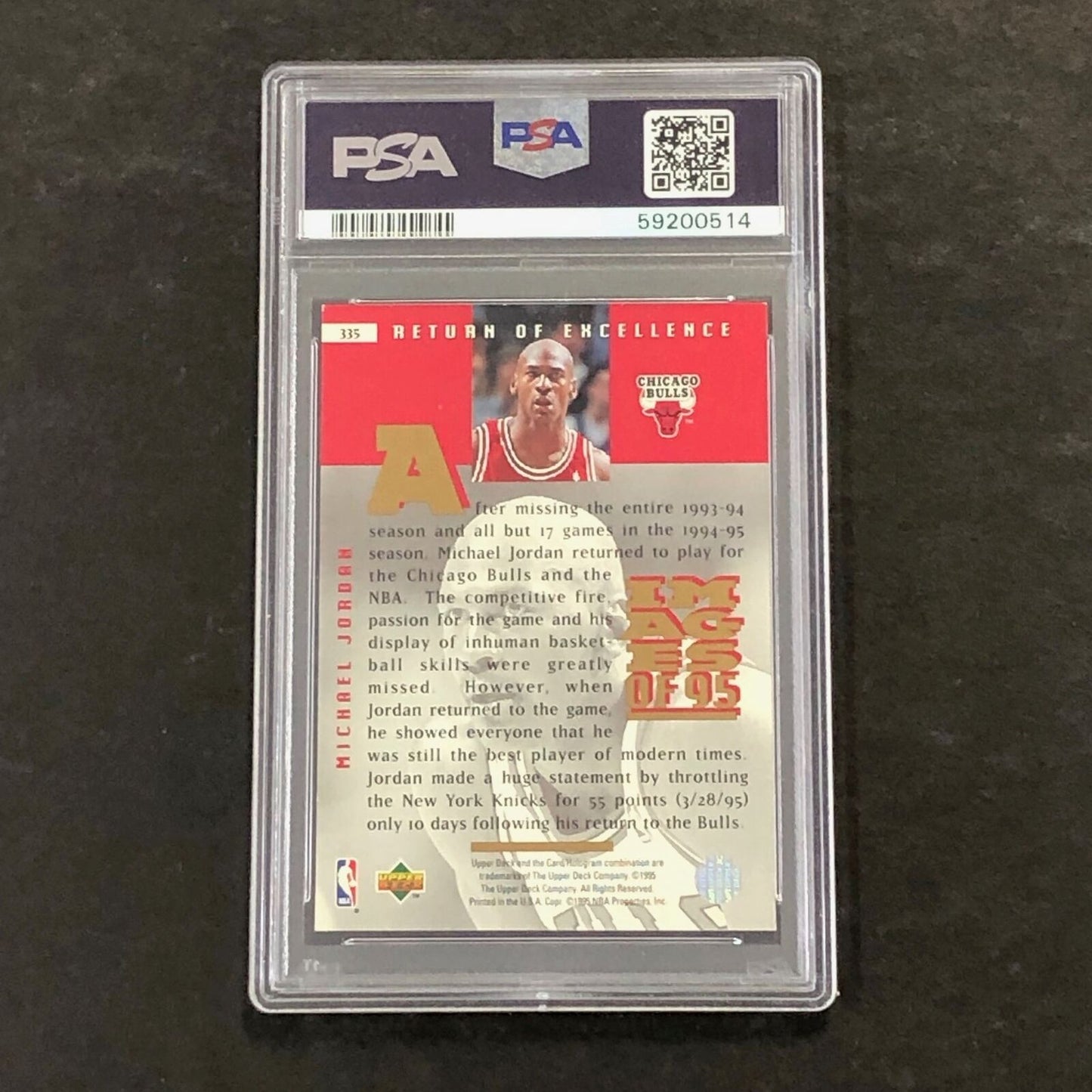 1995 Upper Deck #335 Michael Jordan PSA 6 EX-MT Bulls