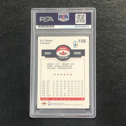 2001-02 Fleer Shoebox Collection #108 PJ BROWN Signed AUTO PSA Slabbed Hornets