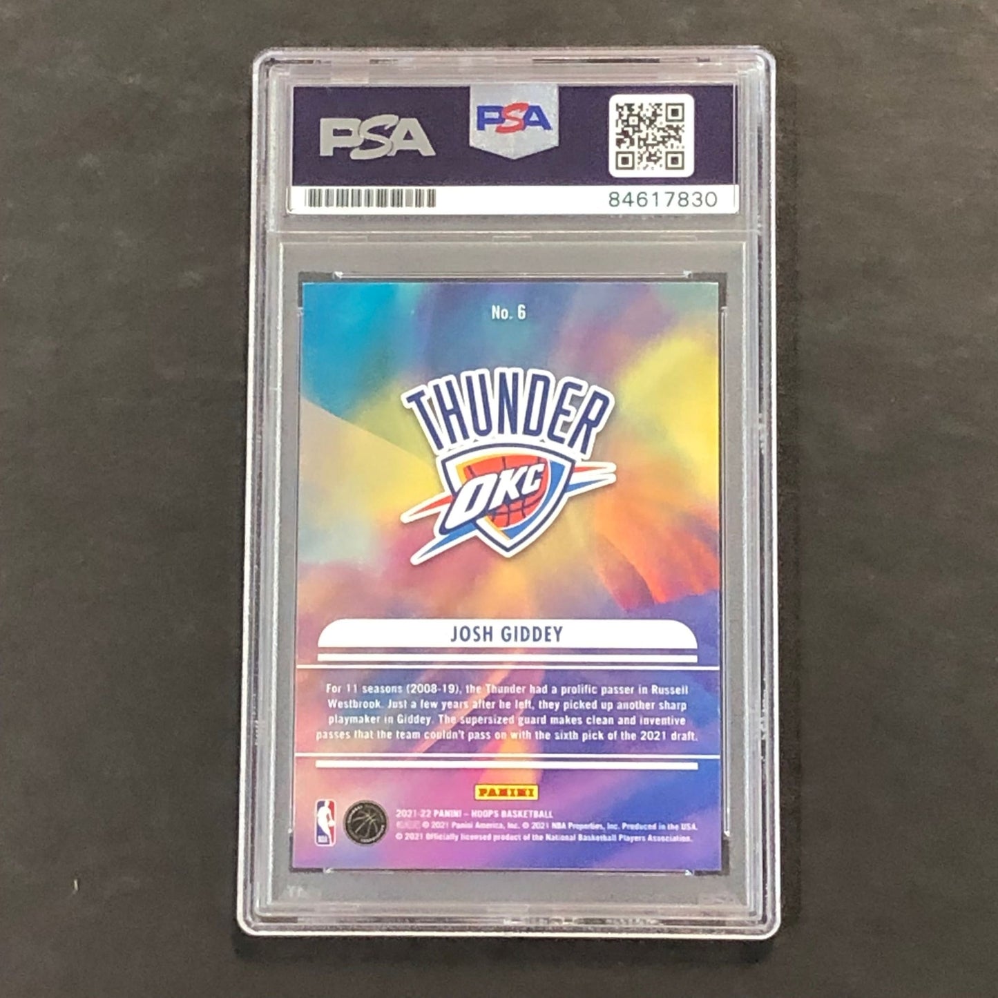 2021-22 NBA Hoops #6 Josh Giddey Signed Card AUTO PSA Slabbed RC Thunder