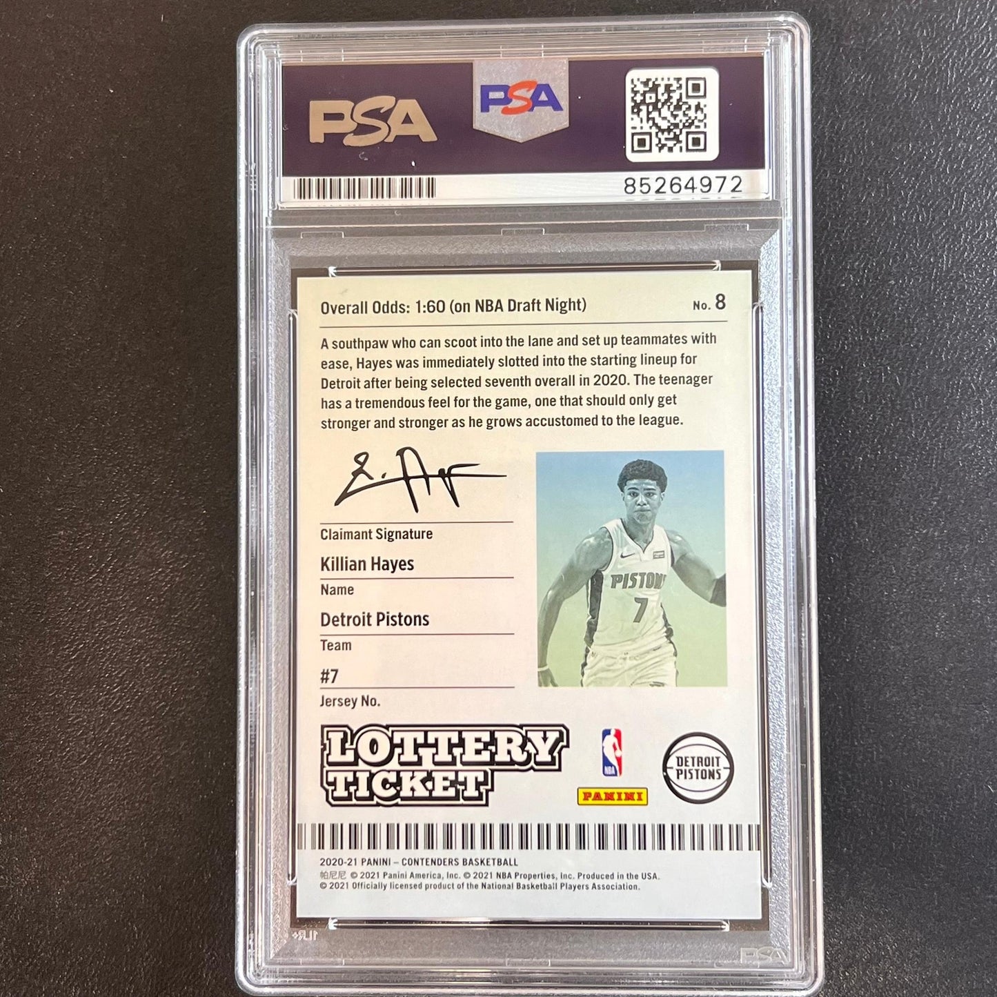 2020-21 Panini-Contenders #8 Killian Hayes Signed Card AUTO PSA Slabbed RC Pisto