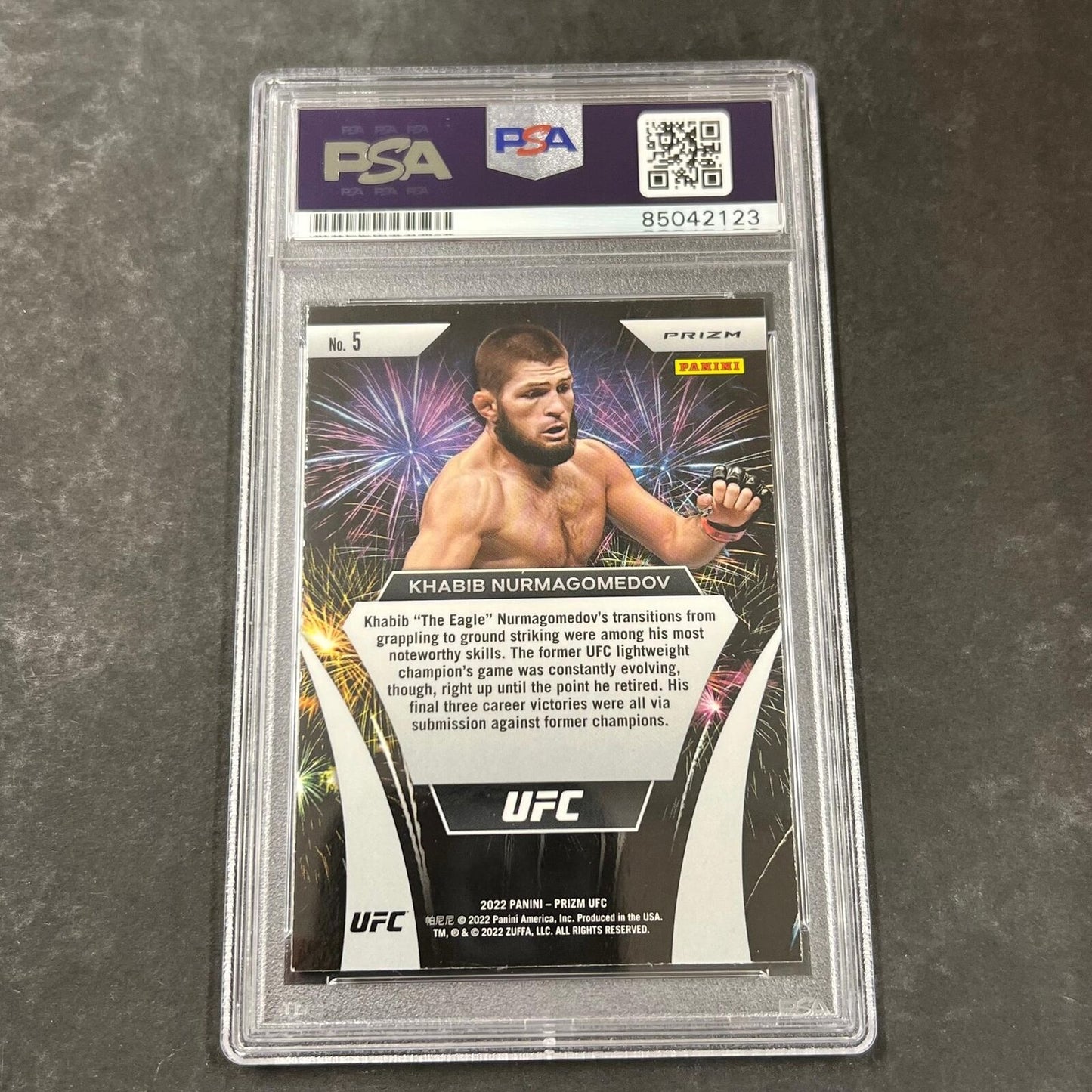 2022 Panini Prizm #5 Khabib Nurmagomedov Signed Card PSA Slabbed