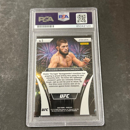 2022 Panini Prizm #5 Khabib Nurmagomedov Signed Card PSA Slabbed