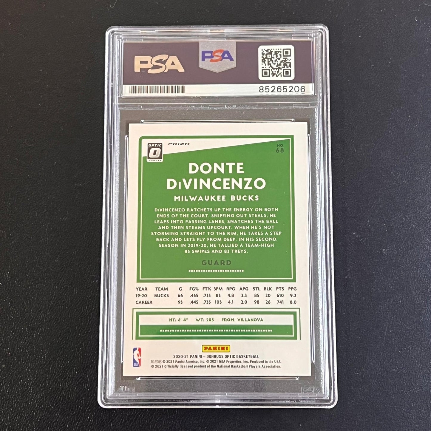 2020-21 Panini Donruss Optic #68 DONTE DIVINCENZO Signed Card AUTO PSA/DNA Slabb