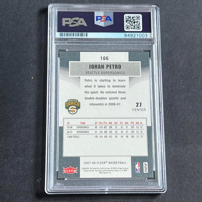 2007-08 Fleer #106 Johan Petro Signed Rookie Card AUTO PSA Slabbed Supersonics
