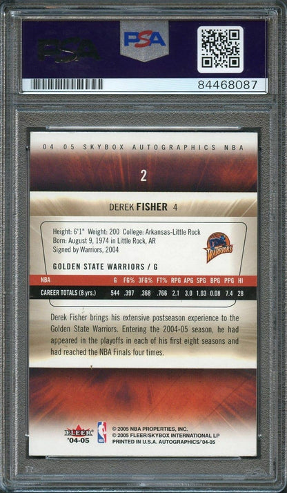 2004-05 SkyBox Autographics #2 Derek Fisher Signed Card AUTO PSA Slabbed Warrior