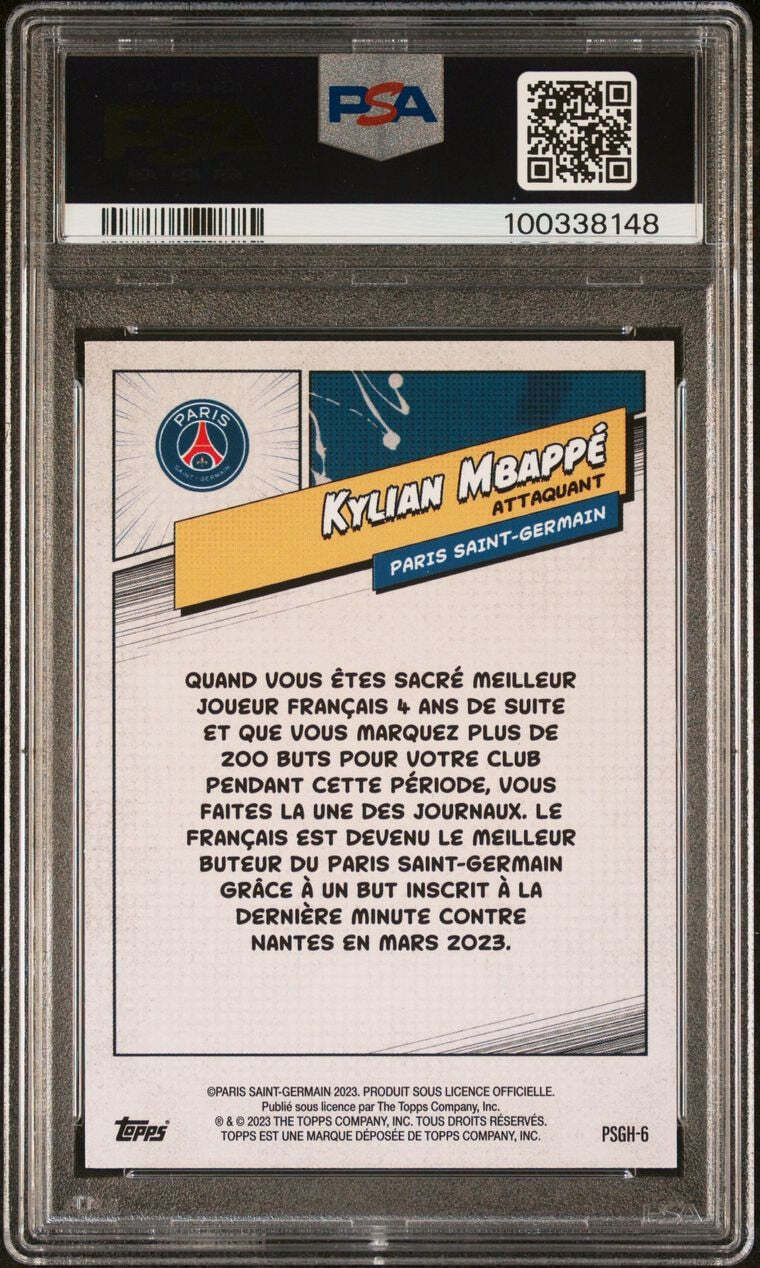 2023-24 Topps PSG F/S Heroes #PSGH6 Kylian Mbappe Signed Card PSA Real Madrid Au