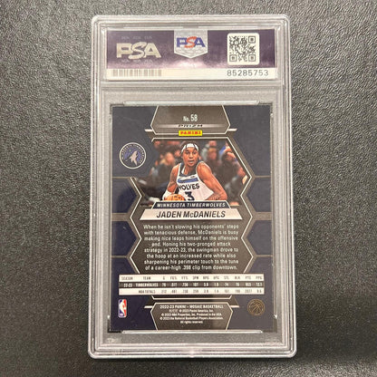 2022-23 Panini Mosaic #58 Jaden McDaniels Signed Card AUTO PSA/DNA Slab Timbe