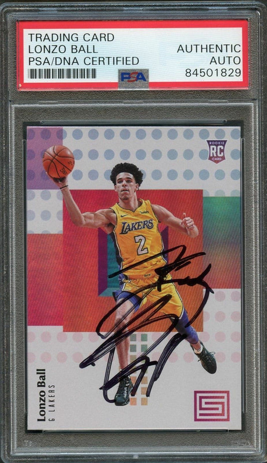 2017-18 Panini Status #118 LONZO BALL Signed Card AUTO PSA Slabbed RC Lakers