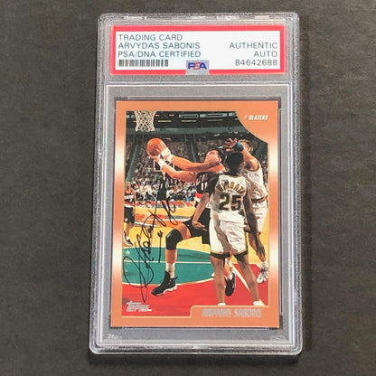1998-99 Topps #16 ARVYDAS SABONIS Signed Card AUTO PSA Slabbed Trail Blazers