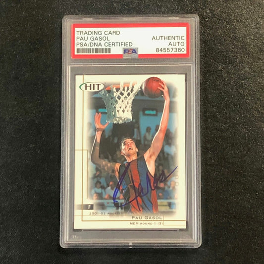 2001-02 Sage Hit #16 Pau Gasol Signed Card AUTO PSA Slabbed Grizzlies
