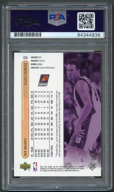 2001-02 Upper Deck #356 DAN MAJERLE Signed Card AUTO Grade 10 PSA Slabbed Suns