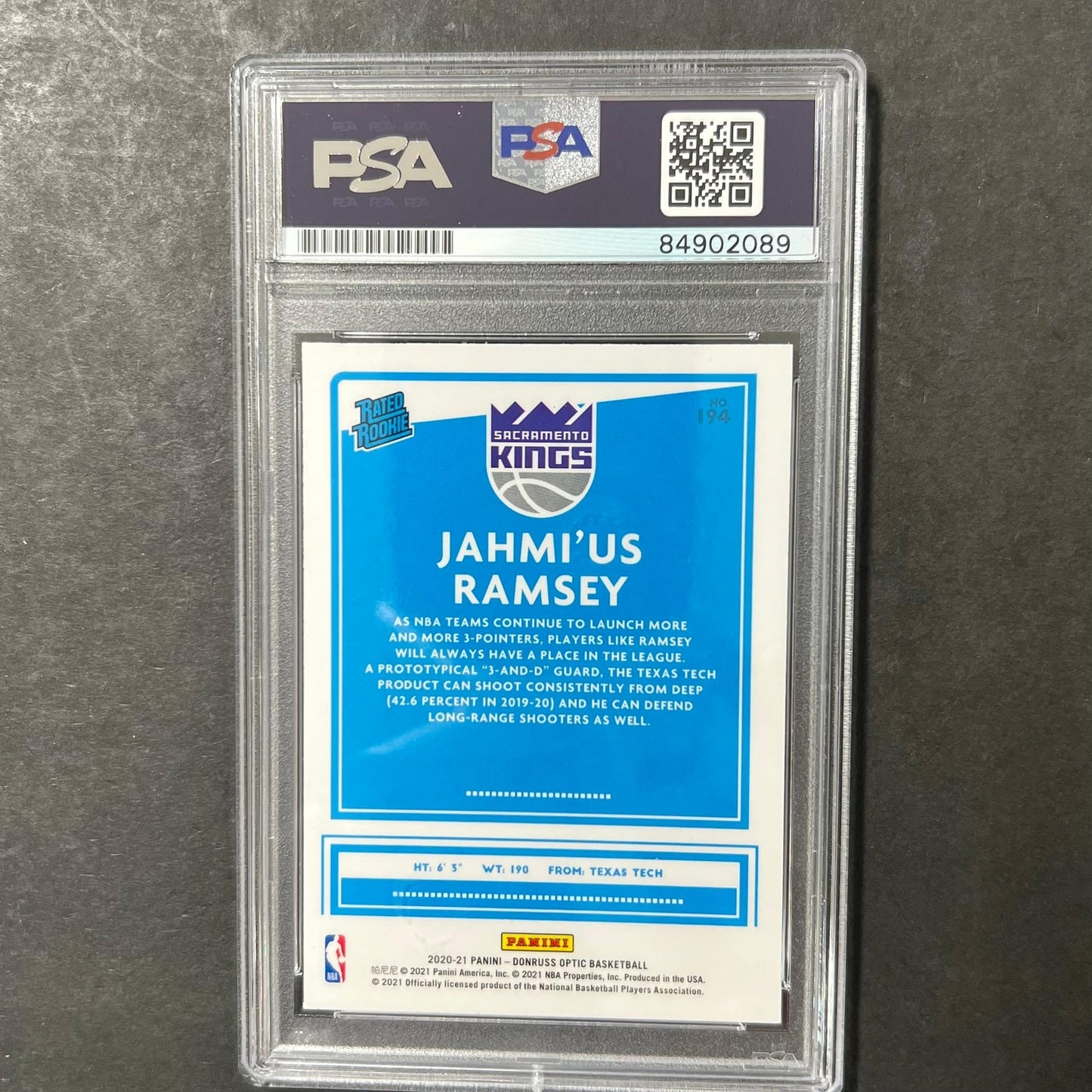 2020-21 Panini Donruss Optic #194 Jahmius Ramsey Signed Card AUTO PSA Slabbed Ki