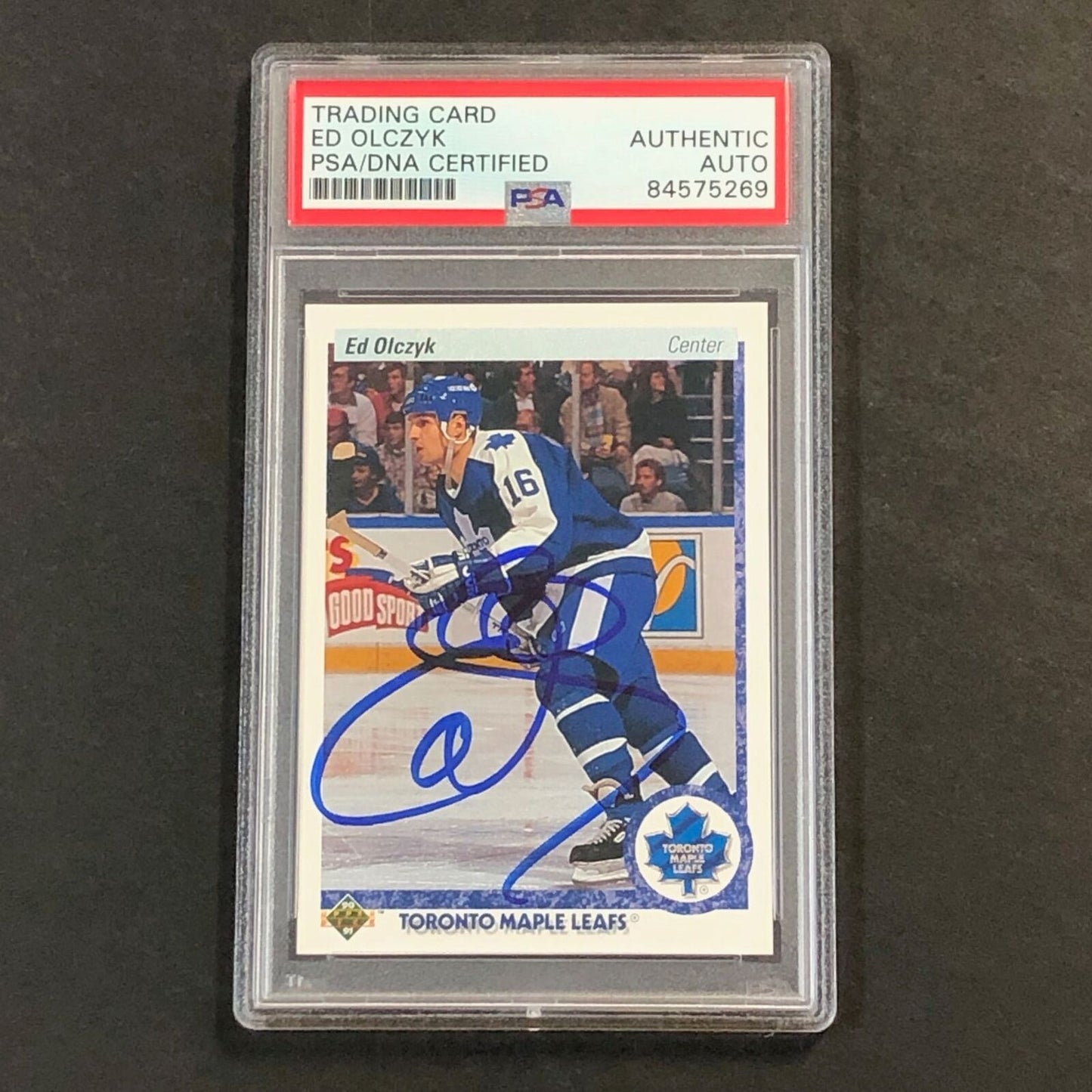 1990 Upper Deck #222 Ed Olczyk Signed Card AUTO PSA slabbed Maple Leafs