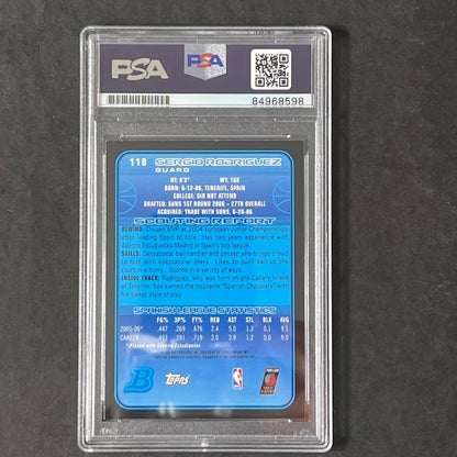 2006-07 Bowman Chrome #118 Sergio Rodriguez Signed Card AUTO PSA Slabbed Trail B