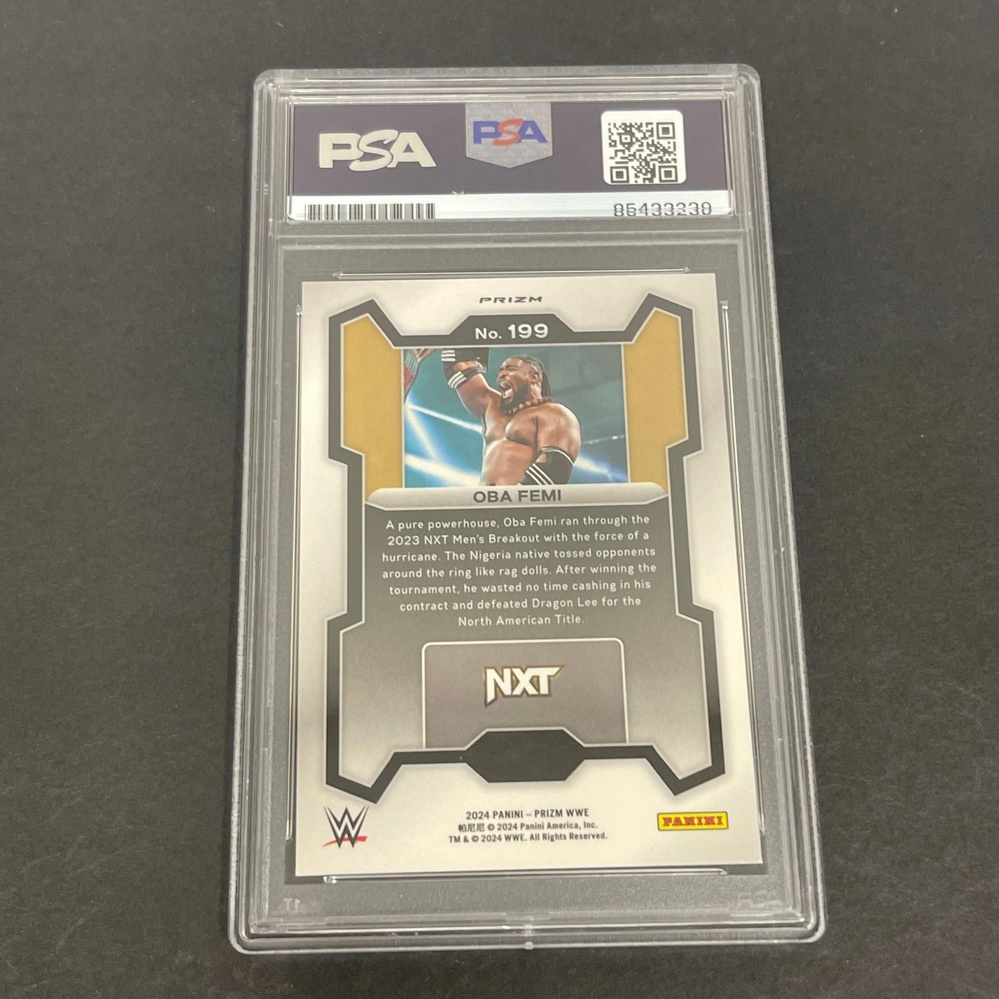 2024 Panini Prizm NXT #199 Oba Femi Signed Card AUTO PSA Slabbed WWE