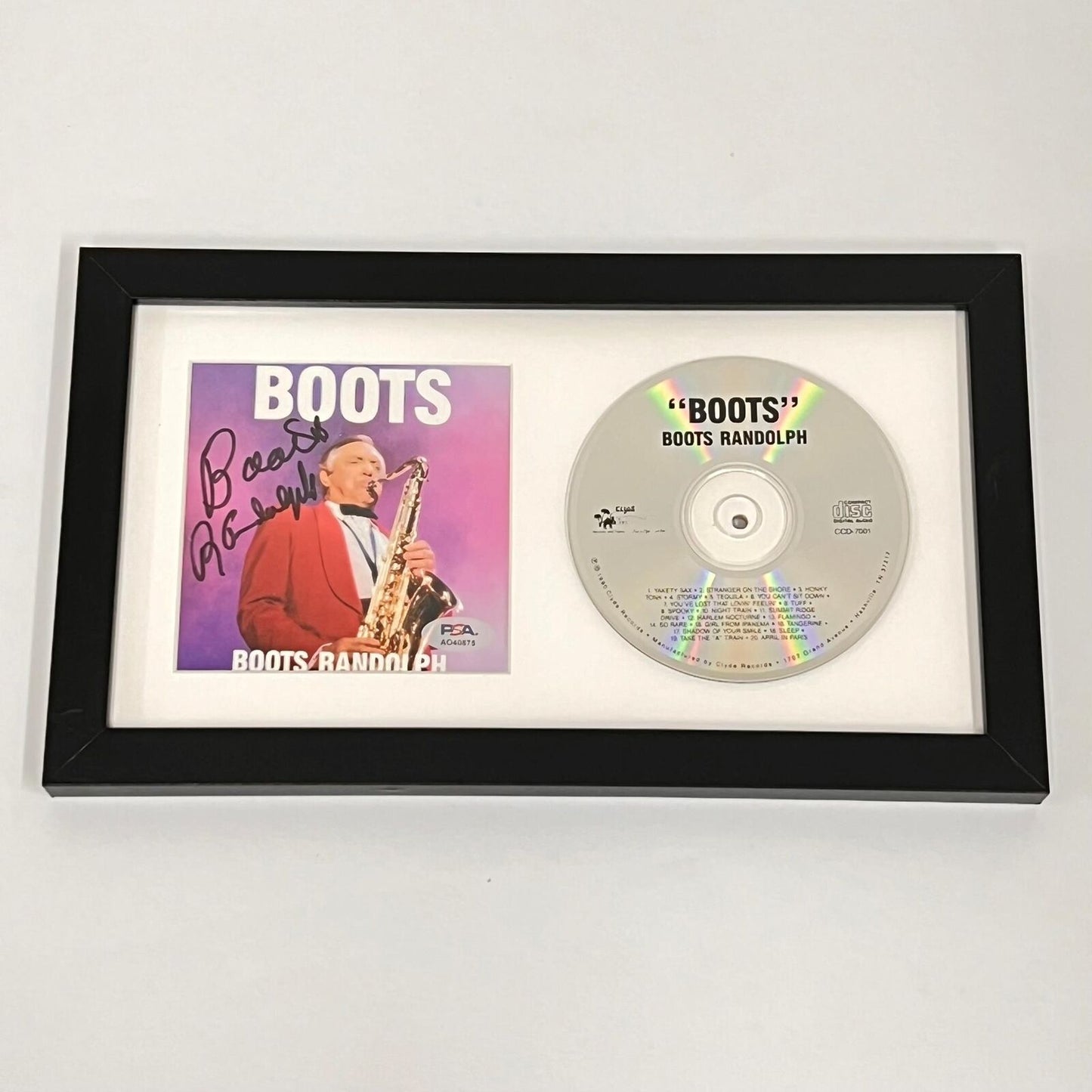 Boots Randolph Signed Boots Album CD Cover Framed PSA/DNA Autographed Musician