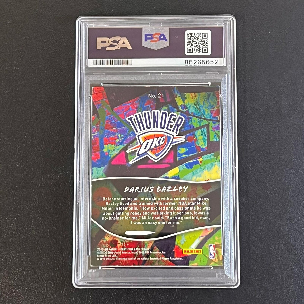 2019-20 Panini Certified #21 Darius Bazley Signed Card AUTO PSA Slabbed Thunder