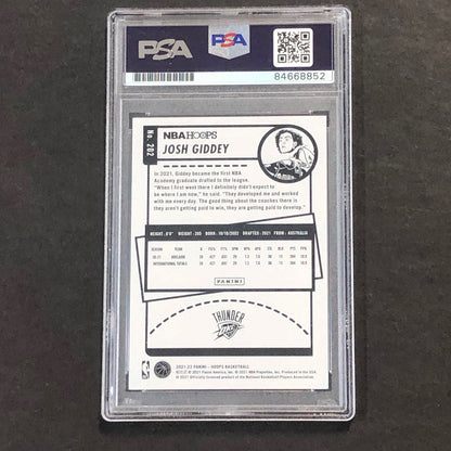 2021-22 NBA Hoops #202 Josh Giddey Signed Card AUTO PSA Slabbed RC Thunder