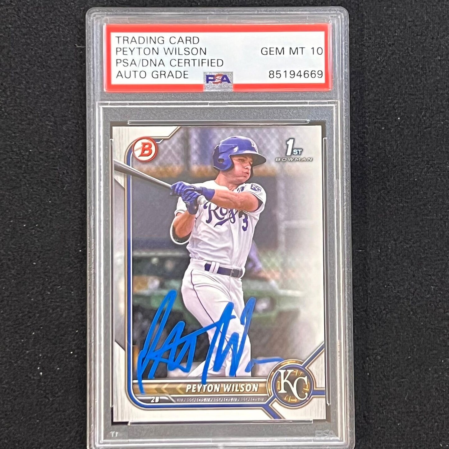 2022 Topps Bowman #BP-85 Peyton Wilson Signed Card PSA/DNA AUTO 10 Slabbed Royal