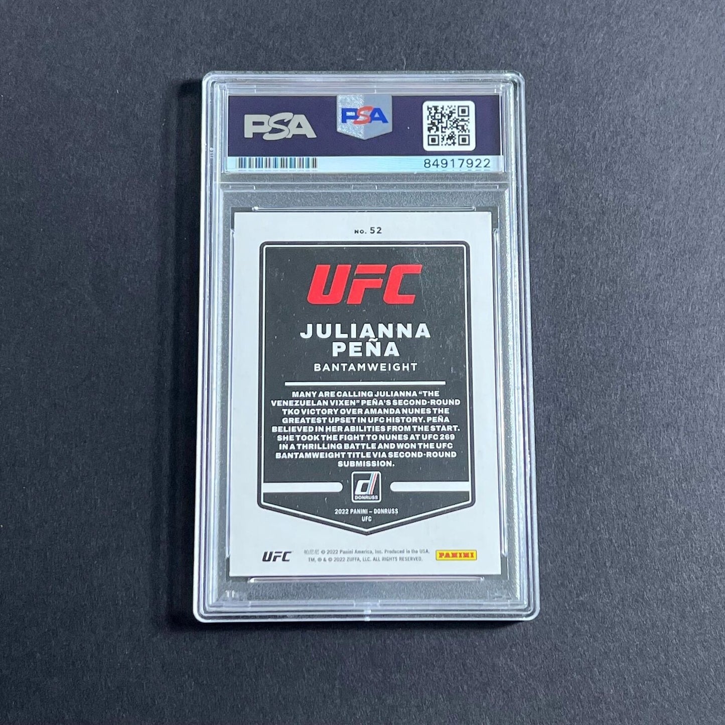 2022 Panini Donruss #52 Julianna Pena Signed Card AUTO PSA Slabbed UFC