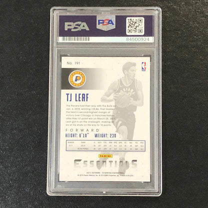 2017-18 Panini Essentials #19 TJ Leaf Signed Card AUTO 10 PSA Slabbed RC Pacers
