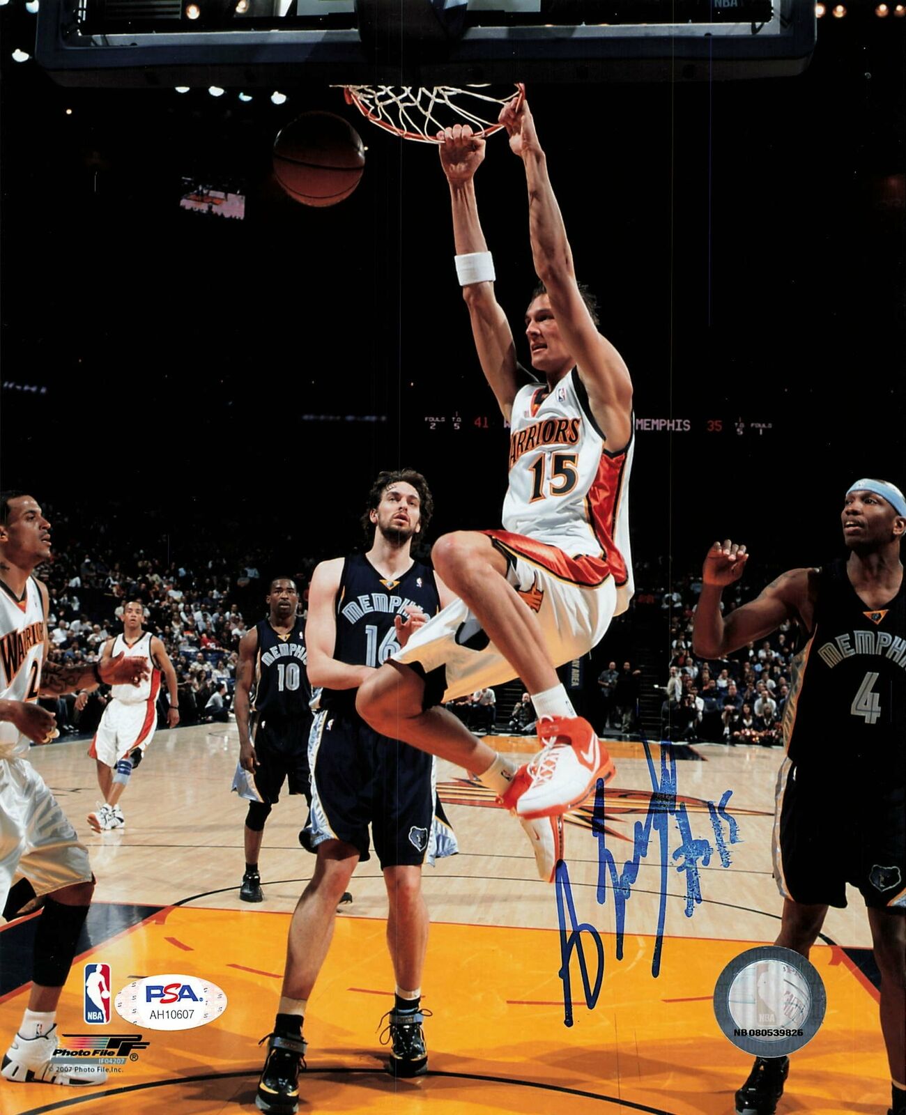 Andris Biedrins signed 8x10 photo PSA/DNA Warriors Autographed