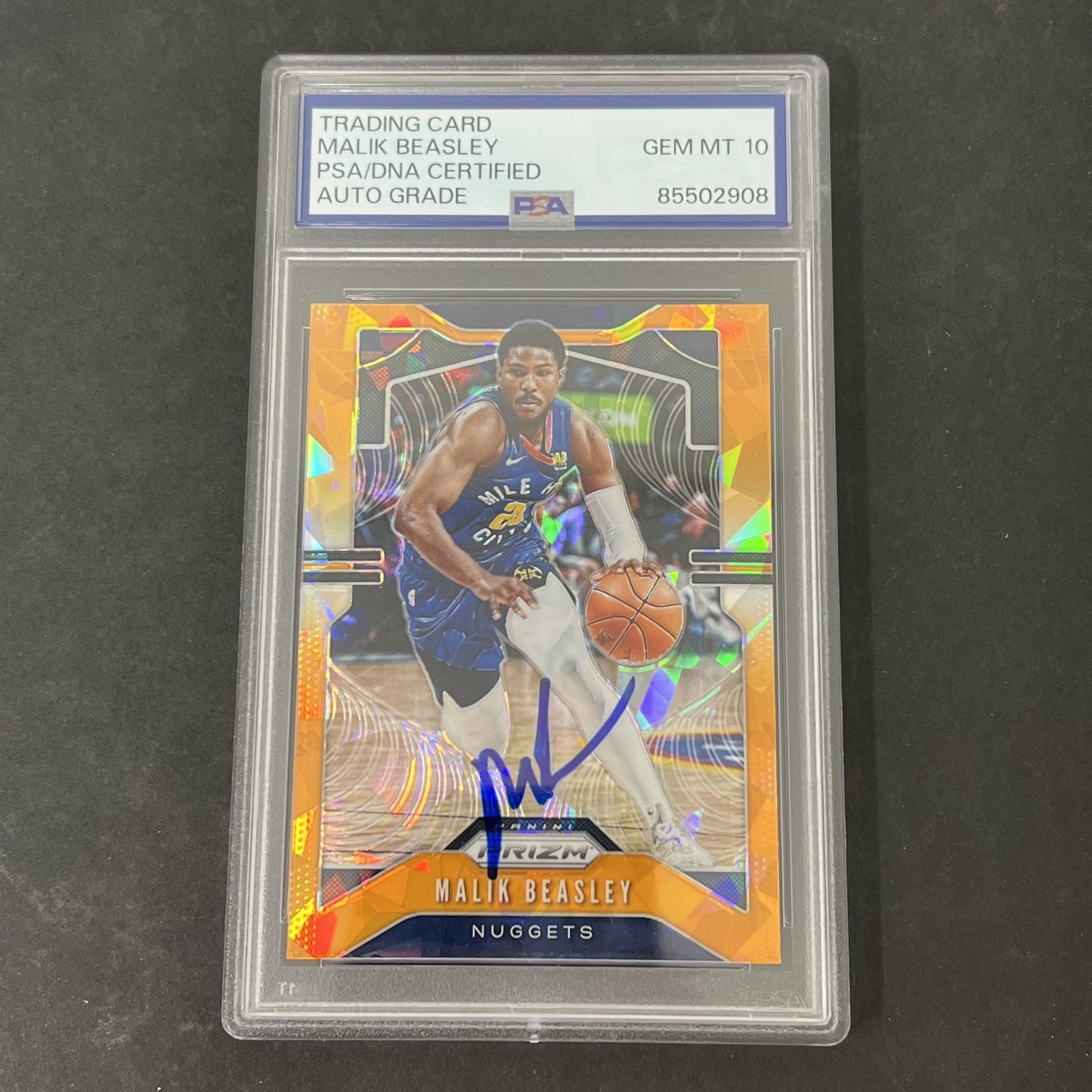 2019-20 Panini Prizm #86 Malik Beasley signed card PSA Auto 10 Nuggets