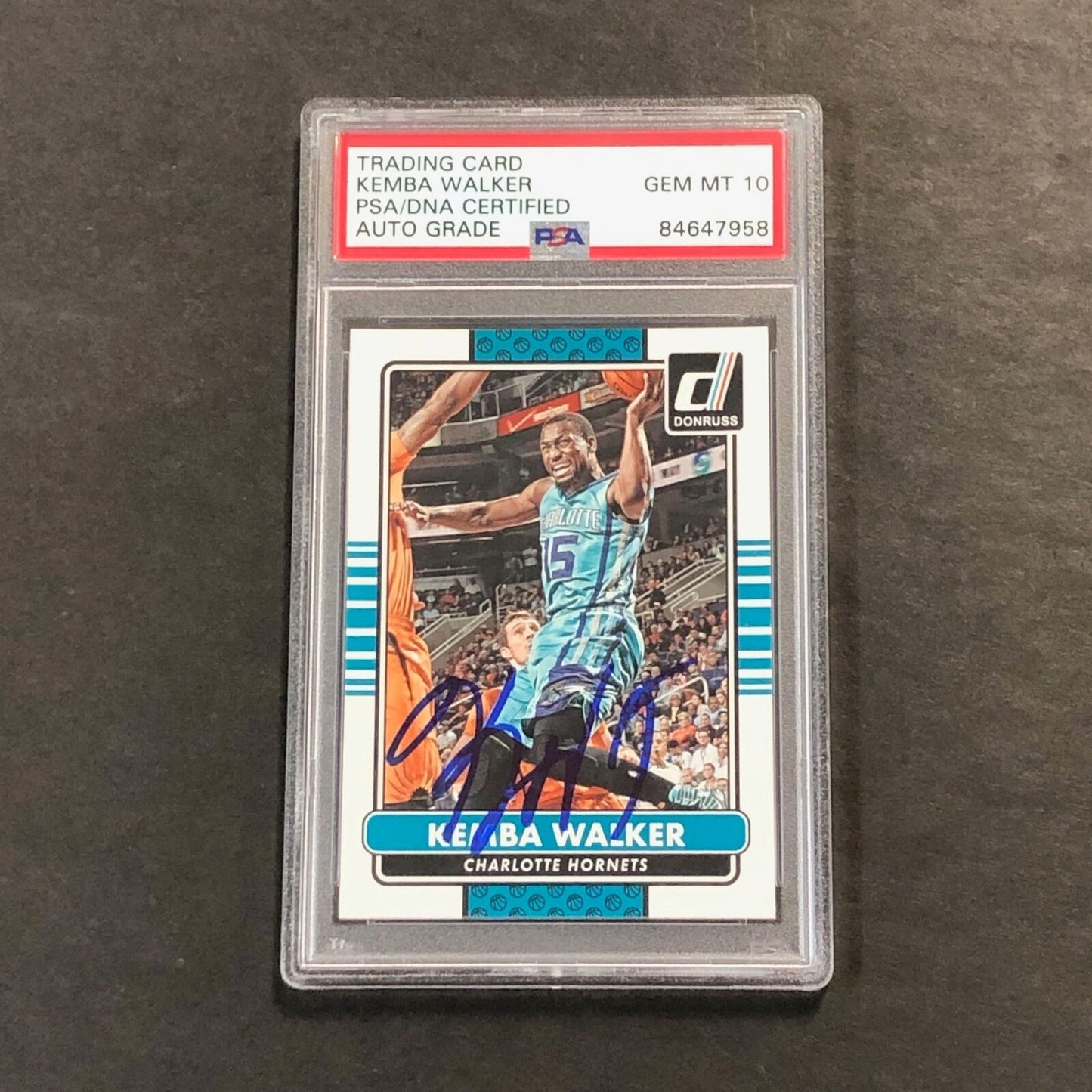 2014-15 Panini Donruss #141 Kemba Walker Signed Card AUTO 10 PSA Slabbed Hornets