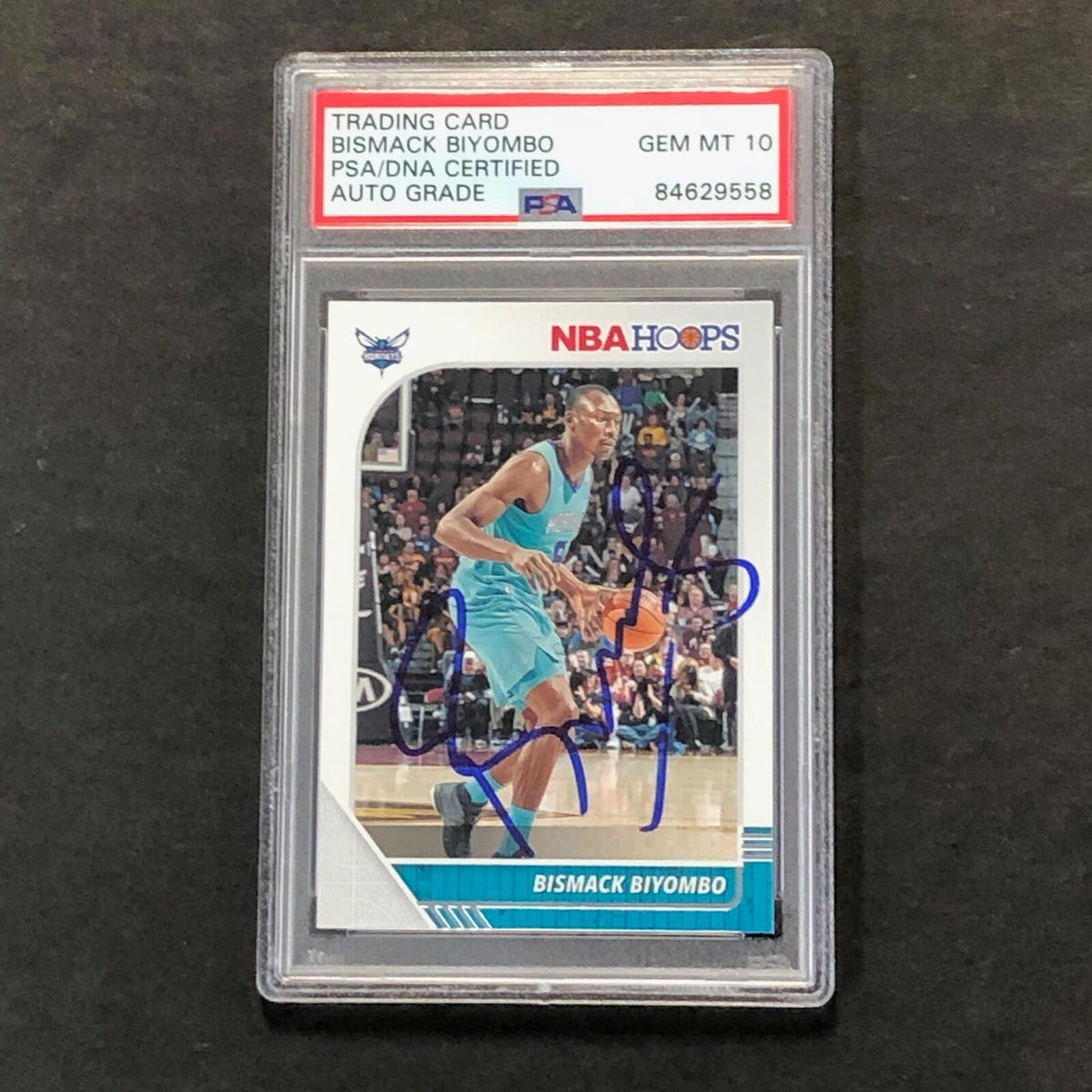 2019-20 Panini NBA Hoop #23 Bismack Biyombo Signed Card AUTO PSA Slabbed Hornets