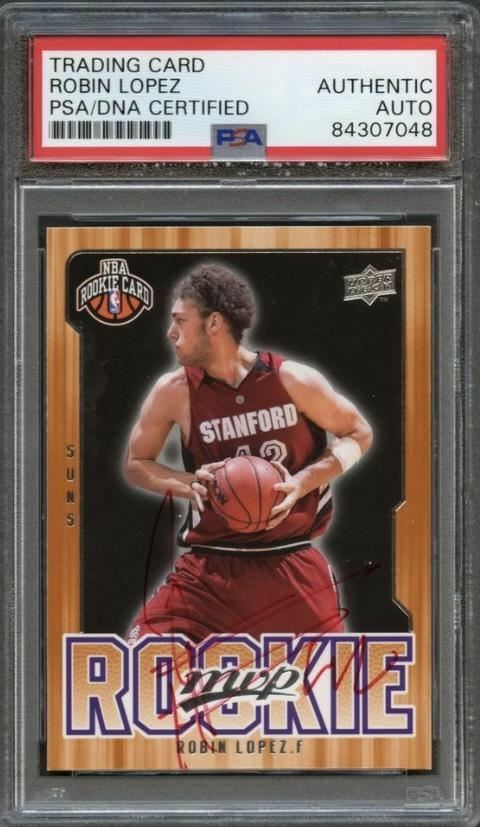 2008-09 Upper Deck MVP #215 Robin Lopez Signed Card AUTO PSA Slabbed