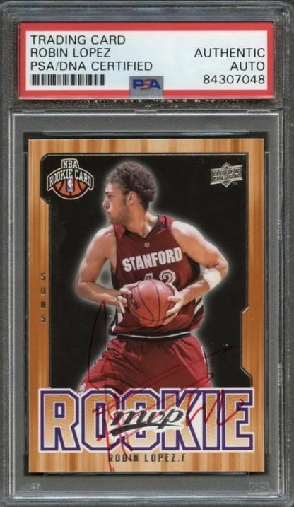 2008-09 Upper Deck MVP #215 Robin Lopez Signed Card AUTO PSA Slabbed