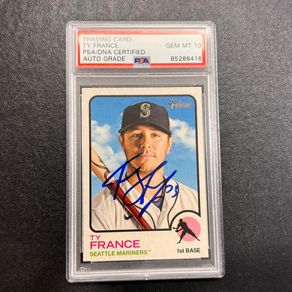 2022 TOPPS #136 Ty France Signed Card PSA Slabbed AUTO Mariners