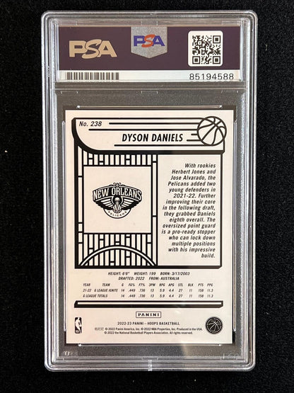 2022-2023 Panini Hoops #238 Dyson Daniels Signed Card AUTO 10 PSA/DNA Slabbed RC