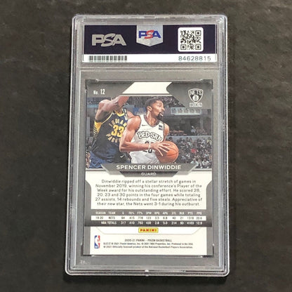 2020-21 Panini Prizm #12 Spencer Dinwiddie Signed Card AUTO 10 PSA Slabbed Nets