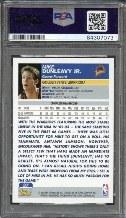 2003-04 Topps #37 Mike Dunleavy Signed Card AUTO PSA Slabbed Warriors