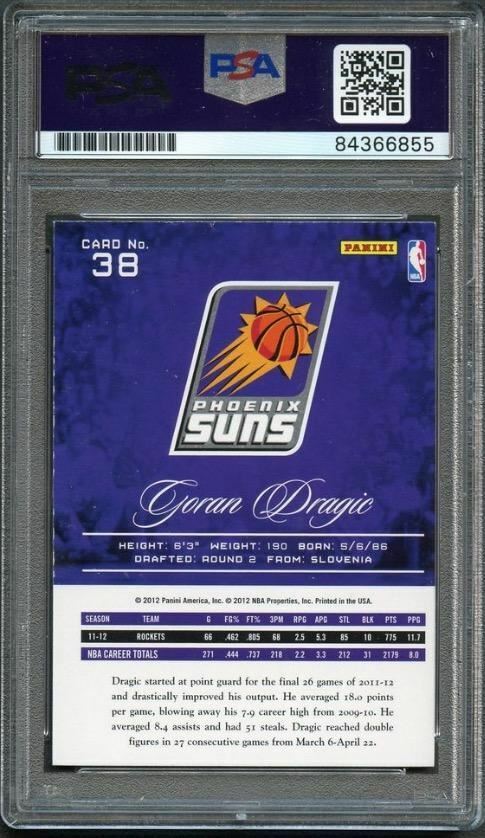 2012-13 Panini Prestige #38 Goran Dragic Signed Card AUTO PSA/DNA Slabbed Suns