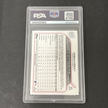 2022 Topps Series 1 #43 Josiah Gray signed card PSA Auto 10 Nationals